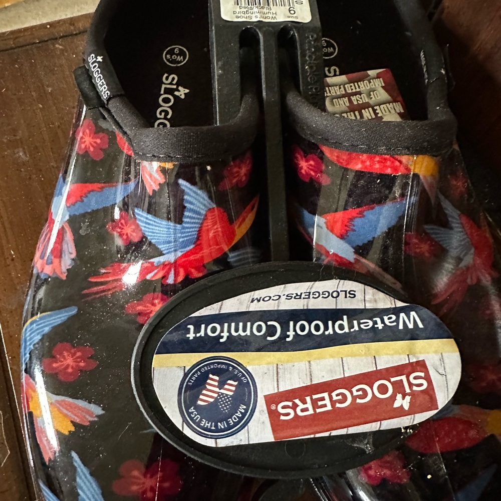 Sloggers Black Clogs with Colorful Bird Design